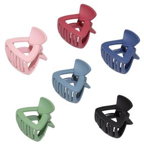 img 4 attached to 💎 Stylish Small Claw Hair Clips: Tiny Matte Diamond Shape Nonslip Clips for Thin to Medium-Thick Hair - 6 Colors Available!