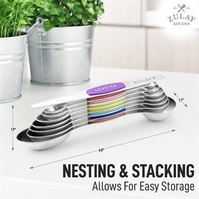 img 1 attached to 🥄 Zulay Kitchen Stackable Magnetic Spoons Set of 7 - Dual Sided Measuring Spoons for Easy Storage - Stainless Steel Spoons for Dry and Liquid Ingredients - Fits in Spice Jars (Multicolor)