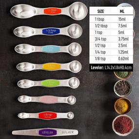 img 2 attached to 🥄 Zulay Kitchen Stackable Magnetic Spoons Set of 7 - Dual Sided Measuring Spoons for Easy Storage - Stainless Steel Spoons for Dry and Liquid Ingredients - Fits in Spice Jars (Multicolor)