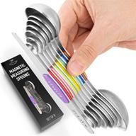 🥄 zulay kitchen stackable magnetic spoons set of 7 - dual sided measuring spoons for easy storage - stainless steel spoons for dry and liquid ingredients - fits in spice jars (multicolor) logo