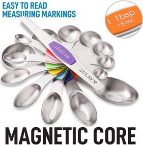 img 3 attached to 🥄 Zulay Kitchen Stackable Magnetic Spoons Set of 7 - Dual Sided Measuring Spoons for Easy Storage - Stainless Steel Spoons for Dry and Liquid Ingredients - Fits in Spice Jars (Multicolor)