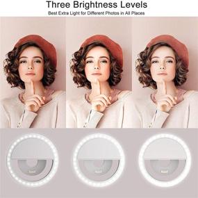 img 3 attached to 💡 USB Rechargeable Phone Ring Light Clip - Portable Selfie Lamp with 36 LEDs, 4-Level Adjustable Brightness - Video Ring Lights Clip for iPhone, Smart Phones, Notebook (White)