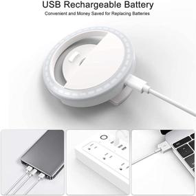 img 1 attached to 💡 USB Rechargeable Phone Ring Light Clip - Portable Selfie Lamp with 36 LEDs, 4-Level Adjustable Brightness - Video Ring Lights Clip for iPhone, Smart Phones, Notebook (White)