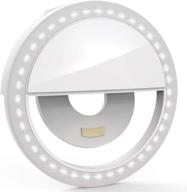 💡 usb rechargeable phone ring light clip - portable selfie lamp with 36 leds, 4-level adjustable brightness - video ring lights clip for iphone, smart phones, notebook (white) logo