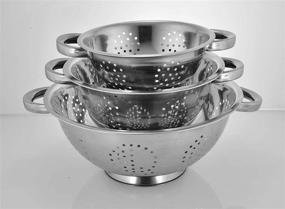 img 1 attached to AVADOR Set of 3 Stainless Steel Colanders: Perfect for Cooking, Baking, & Prepping - 1, 3, and 5 Quart Sizes!