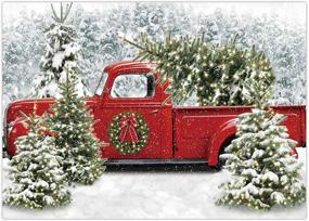 img 4 attached to 🎄 Добавьте Зимнюю Фантазию с Забавным Фоном Funnytree Christmas Red Truck - Зафиксируйте Идеальные Праздничные Моменты на Рождественских Празднованиях!