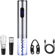 🍷 silver electric wine opener set with foil cutter, wine pourer, vacuum stopper, usb c charging cable - perfect wine gifts логотип