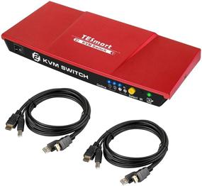 img 4 attached to 🖥️ TESmart 2-Port 4K HDMI KVM Switch 2x1 3840x2160@30Hz with 2 Pcs 5ft KVM Cables - Supports USB 2.0 Device Control for up to 2 PCs/Servers/DVR