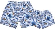 👨 daddy and me palm print swim trunks: matching swimwear, quick-dry, for surfing, beach shorts, summer underwear logo