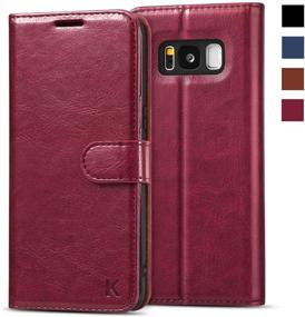 img 4 attached to KILINO Galaxy S8 Wallet Case [RFID Blocking] [PU Leather] [Shock-Absorbent Bumper] [Soft TPU] [Card Slots] [Kickstand] [Magnetic Closure] Flip Folio Cover For Samsung Galaxy S8 (Burgundy)