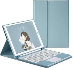 img 3 attached to 🔵 Detachable Keyboard Case for iPad Pro 11 2021/2020 with Touchpad, Pencil Holder - Slim Leather Folio Smart Cover for 3rd/2nd Gen. iPad Pro 11 inch (Sky Blue)