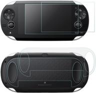 📱 afunta screen protectors and back covers for sony playstation vita 1000 - 2 pack (4 pcs) - tempered glass for front screen & hd clear pet film for the back ps vita psv pch-1000 - film accessory logo