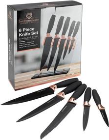 img 1 attached to 🌹 Rose Gold Knife Set with Knife Block - 6 Pieces, Sharp Kitchen Knives in Multiple Sizes - Including 8” Chef, Bread, and Carving Knife, Utility, and Paring Knife - All Purpose Kitchen Knife Sets