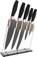 🌹 rose gold knife set with knife block - 6 pieces, sharp kitchen knives in multiple sizes - including 8” chef, bread, and carving knife, utility, and paring knife - all purpose kitchen knife sets logo