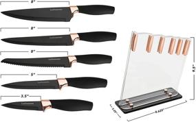 img 2 attached to 🌹 Rose Gold Knife Set with Knife Block - 6 Pieces, Sharp Kitchen Knives in Multiple Sizes - Including 8” Chef, Bread, and Carving Knife, Utility, and Paring Knife - All Purpose Kitchen Knife Sets