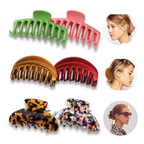 img 4 attached to 🎀 FLYZIBET Big Hair Claw Clips for Women and Girls - 6 Pcs, Strong Hold Hair Clips for Thick Hair, Non-slip Banana Hair Clips, Less Pull, Less Hair Damage - 3 Models Available