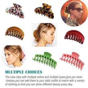 img 2 attached to 🎀 FLYZIBET Big Hair Claw Clips for Women and Girls - 6 Pcs, Strong Hold Hair Clips for Thick Hair, Non-slip Banana Hair Clips, Less Pull, Less Hair Damage - 3 Models Available