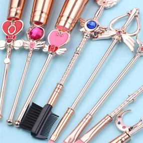 img 3 attached to 🌙 Sailor Moon Makeup Brushes: Anime Pink Metal Magic Wand Handles for Professional Eye, Face, and Lip Makeup - Tool Sets & Kits for Cosplay. Perfect Valentine's, Halloween, and Christmas Gifts.