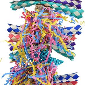 img 1 attached to 🦜 Colorful Shredding Chew Parrot Bird Toy - Single Double Foraging Star Vine - Ideal for Parrotlet, Quaker, Cockatoo, African Grey