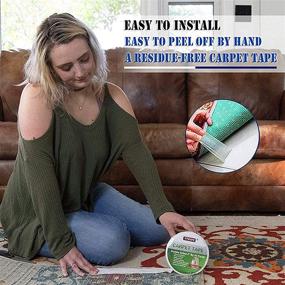 img 2 attached to 🏞️ YYXLIFE Double Sided Carpet Tape: Strong Adhesive Removable Rug Cloth for Hardwood Floors, Outdoor Rugs, Carpets - Heavy Duty Sticky Tape, 2 Inch x 10 Yards