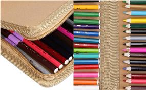 img 1 attached to 📚 Gullor Fashion Fold Canvas Pencil Case, Blue: Organize 72 Pencils Effortlessly