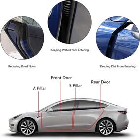 img 3 attached to 🚪 Набор уплотнителя дверей Basenor для Tesla Model 3 Model S для защиты от погоды - Резиновая полоса для звукопоглощения и защиты от ветра, совместимая с 2016-2021.