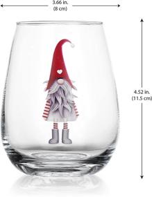 img 1 attached to 🍷 Stylish Set of 4, 20oz Festive Gnomes Christmas Stemless Clear Wine Glasses – Perfect for Red or White Wine