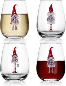 img 3 attached to 🍷 Stylish Set of 4, 20oz Festive Gnomes Christmas Stemless Clear Wine Glasses – Perfect for Red or White Wine