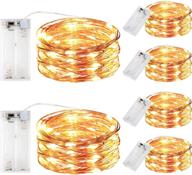 🔥 6 pack led fairy string lights battery operated with timer, 10 feet 30 leds battery powered copper wire firefly twinkle lights for bedroom, christmas, wedding, party decoration in warm white логотип