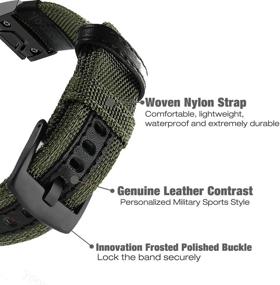 img 2 attached to 🌿 YOOSIDE Fenix 5/6 Watch Band - 22mm Quick Fit Nylon Wristband for Garmin Fenix 5/5 Plus, Fenix 6, Instinct, Quatix 5, MARQ, Forerunner 935/945 - Durable & Adjustable - Green - Fits Wrist 6.3-8.66inch