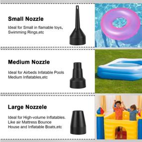img 3 attached to 🎈 Versatile Air Pump for Inflatables: Portable Quick-Fill Electric Pump - 3 Nozzles Included - Ideal for Outdoor Camping, Pool Floats, Couches, Swimming Rings - 12V DC/110V AC Compatible