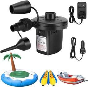 img 4 attached to 🎈 Versatile Air Pump for Inflatables: Portable Quick-Fill Electric Pump - 3 Nozzles Included - Ideal for Outdoor Camping, Pool Floats, Couches, Swimming Rings - 12V DC/110V AC Compatible