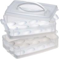 🥚 snapware snap n stack food container with egg holder trays - medium size, clear logo