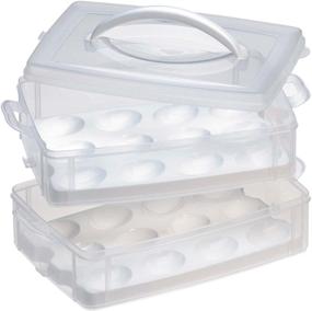 img 4 attached to 🥚 Snapware Snap N Stack Food Container with Egg Holder Trays - Medium Size, Clear