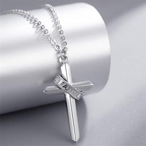 img 3 attached to Myrnaist 925 Sterling Silver Cross Faith Necklace: Stylish Religious Jewelry for Women and Men - Ideal Birthday Gifts for Girls and Boys