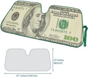 img 2 attached to 💰 Hundred Dollar Bill Benjamin Franklin Front Windshield Sun Shade - Accordion Folding Auto Sunshade for Car Truck SUV - UV Ray Blocking Sun Visor Protector - Maintains Vehicle Coolness - 58 x 28 Inch