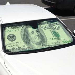 img 3 attached to 💰 Hundred Dollar Bill Benjamin Franklin Front Windshield Sun Shade - Accordion Folding Auto Sunshade for Car Truck SUV - UV Ray Blocking Sun Visor Protector - Maintains Vehicle Coolness - 58 x 28 Inch