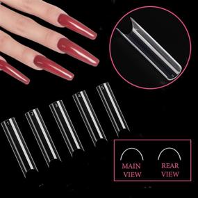 img 2 attached to 500 Count Clear Extra Long Curve False Nail Tips with XXL Deep C Curve, Acrylic Fake Nail Tips in a Bag for Nail Salon and DIY. Extra Long Half Cover French Nail Tips in Straight Square Shape, 10 Sizes Included