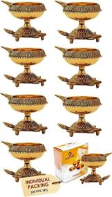 img 4 attached to 🐢 20 Pc Kuber Turtle Diya for Diwali Decoration. Handmade Brass Oil Lamp with Golden Engraving – Traditional Indian Deepawali Gift for Puja Pooja. Diwali Diya Vilakku, Ideal for Diwali Decoration