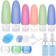 polentat 17-piece tsa approved silicone travel bottles set for toiletries - leak-proof shampoo containers with tag, convenient travel size and accessories logo