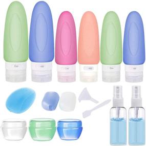 img 4 attached to POLENTAT 17-Piece TSA Approved Silicone Travel Bottles Set for Toiletries - Leak-proof Shampoo Containers with Tag, Convenient Travel Size and Accessories