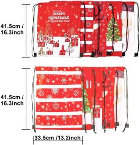 img 3 attached to 🎅 Whaline 10 штук больших подарочных мешочков Санта с затяжной резинкой для украшения Рождественской вечеринки - идеальные рюкзаки для подарков и вкусных пакетов
