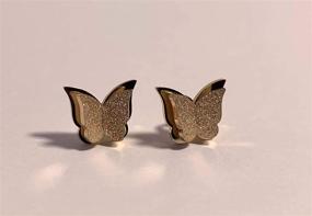 img 2 attached to Nala's Gem Small Butterfly Earring Studs: Elegant Rose Gold Plated Jewelry for Women, Men, Girls, Babies, Niñas, Mujeres