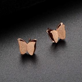 img 3 attached to Nala's Gem Small Butterfly Earring Studs: Elegant Rose Gold Plated Jewelry for Women, Men, Girls, Babies, Niñas, Mujeres