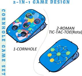 img 2 attached to 🎯 Himal Bean Bag Toss Game - Portable Cornhole Game Set with 10 Bean Bags, Roman Tic Tac Toe Game Combination, Outdoor Cornhole for Kids and Family (3 x 2-Feet, Single Board)