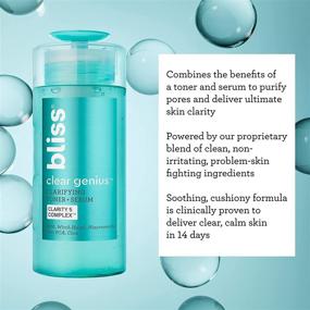 img 3 attached to 🌟 Bliss Clear Genius Clarifying Toner + Serum - Purify Pores, Tone, Calm & Clear Skin with Salicylic Acid, Niacinamide & Witch Hazel - Clean, Cruelty-Free, Paraben-Free, Vegan - 4.3 oz