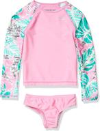 👙 girl's speedo uv swim shirt long sleeve rashguard set logo