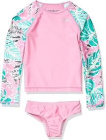 img 4 attached to 👙 Girl's Speedo UV Swim Shirt Long Sleeve Rashguard Set