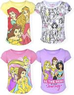 disney princess girls' 4 pack short sleeves tee shirt set: fashionable bundle for kids logo