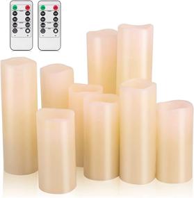 img 4 attached to 🕯️ BENEVE Flameless LED Wax Pillar Candles Set of 9 - Remote Control, Cycling Timer, Ivory Colour